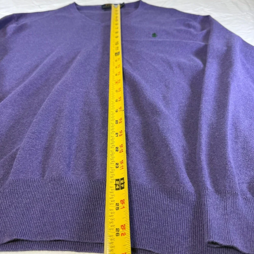 Polo Ralph Lauren Purple V-Neck Sweater Pima Cotton Blue Pony Logo Men's Size XL